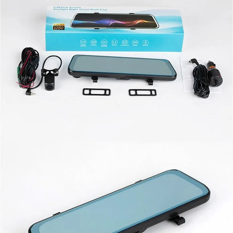 10-inch touchscreen car dashboard camera with front and rear dual-lens 1080p recording system