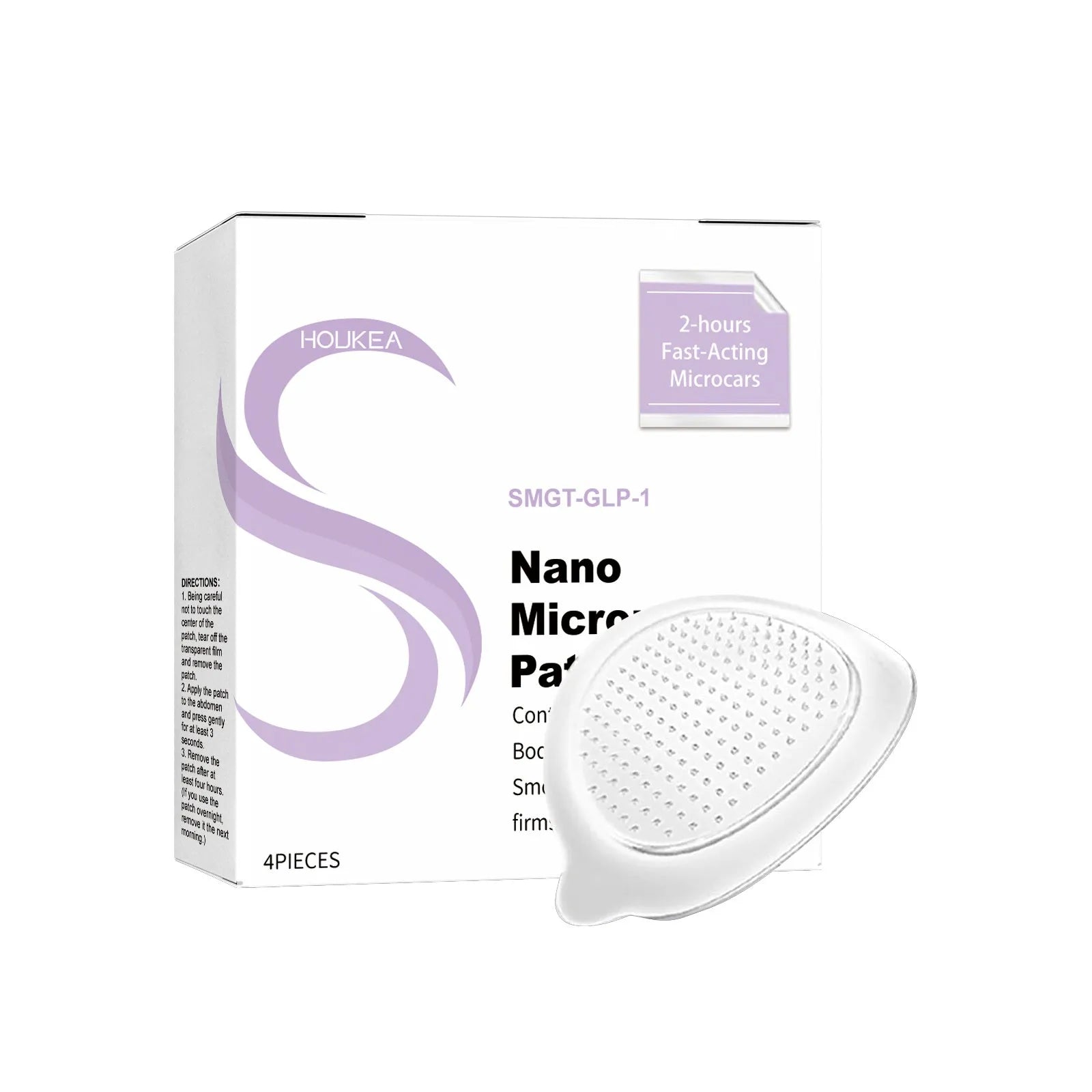 Nano microneedle patch pack with four pieces containing ginger, mugwort root, and glucagon-like peptide-1