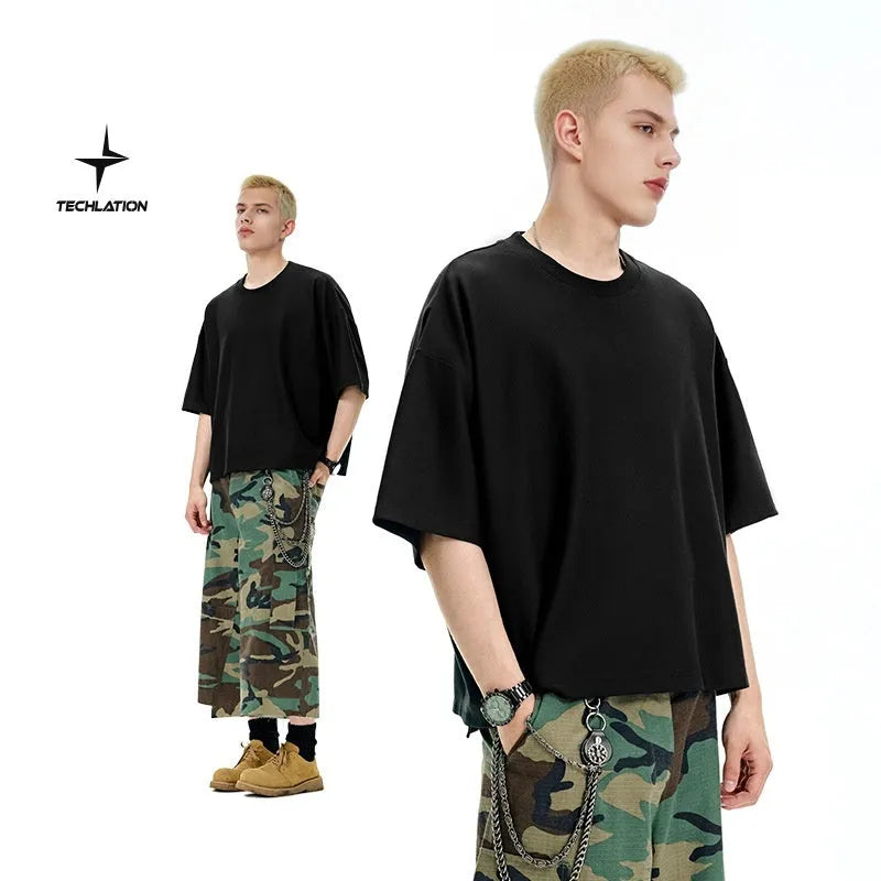 Men's black and sand grey quick-drying short sleeve casual shirt with loose fit