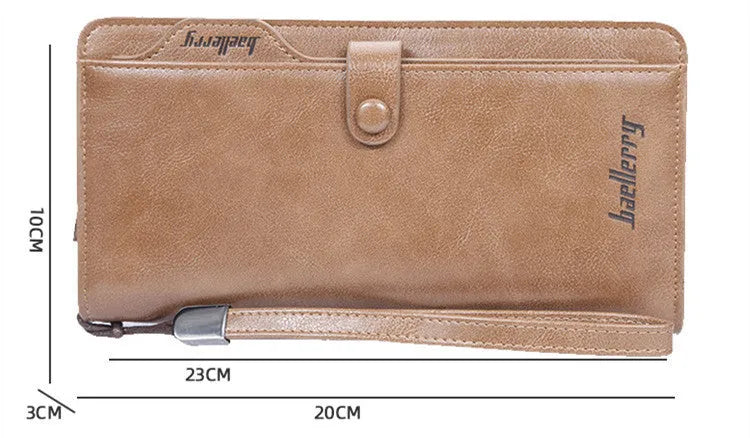 Men's retro PU leather multifunction phone bag wallet with anti-theft design and multiple card slots
