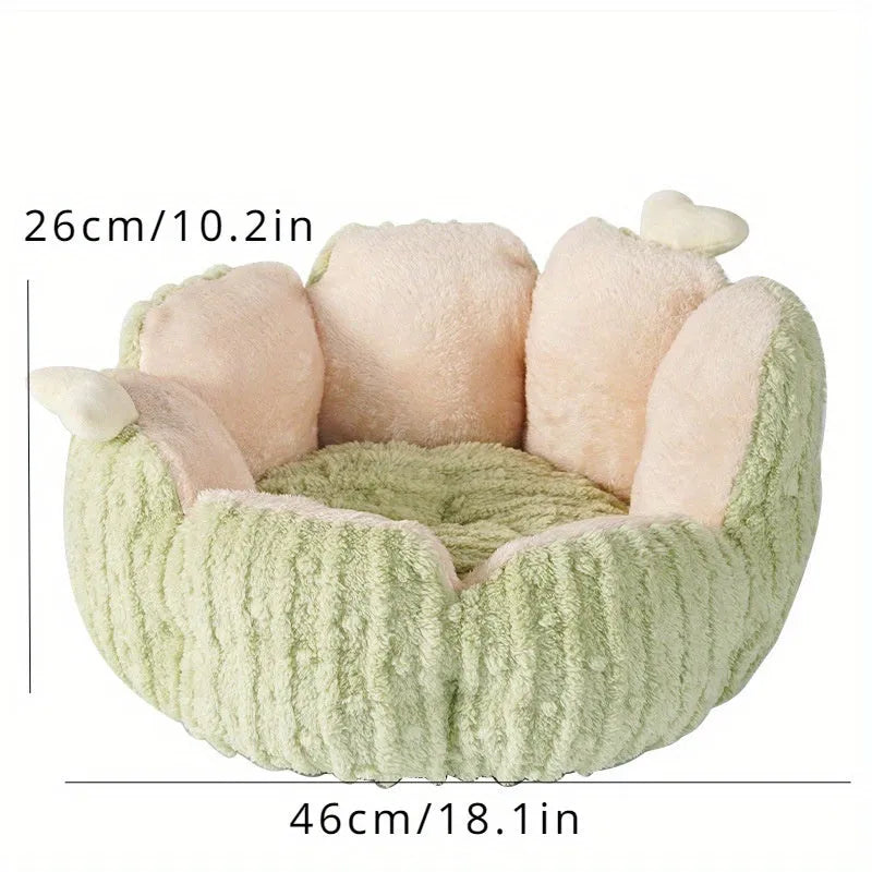 Soft cactus design cat litter kennel in purple and green colours showing large and small size options