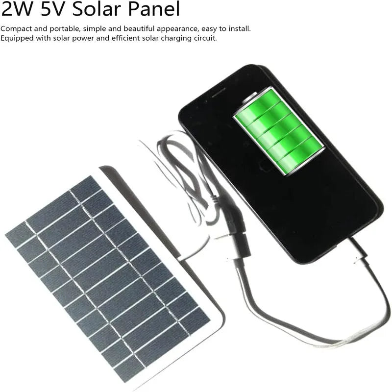 2W 5V portable solar panel charger with USB output cable