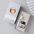 Metal calligraphy pen with gift box, available in Avocado, Bear, and Modern styles with 0.5mm or 0.38mm nib.
