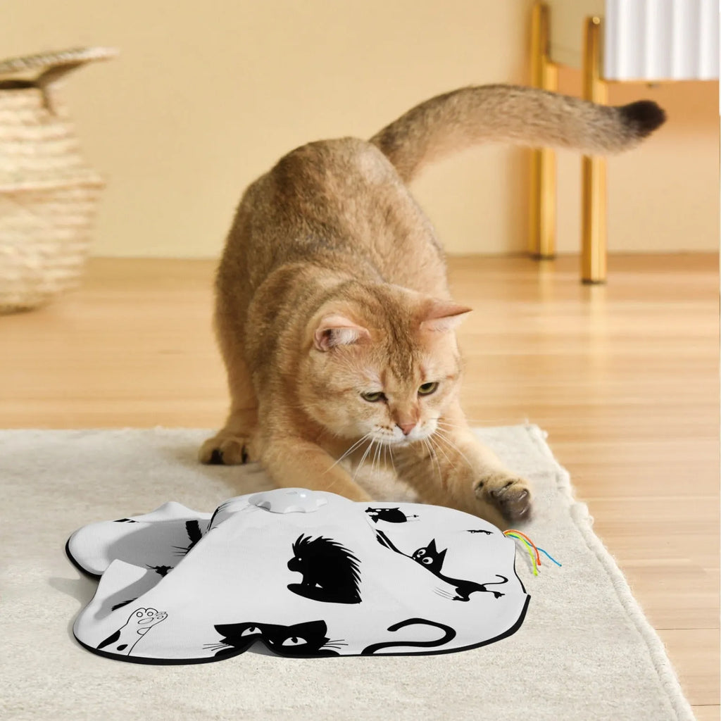 Plastic cat teaser toy measuring 19.8cm long with compact design for independent feline play