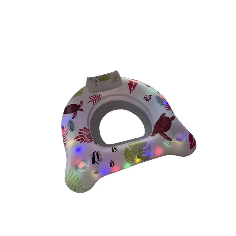 White U-shaped inflatable pool float with LED lights, measuring 120x120cm