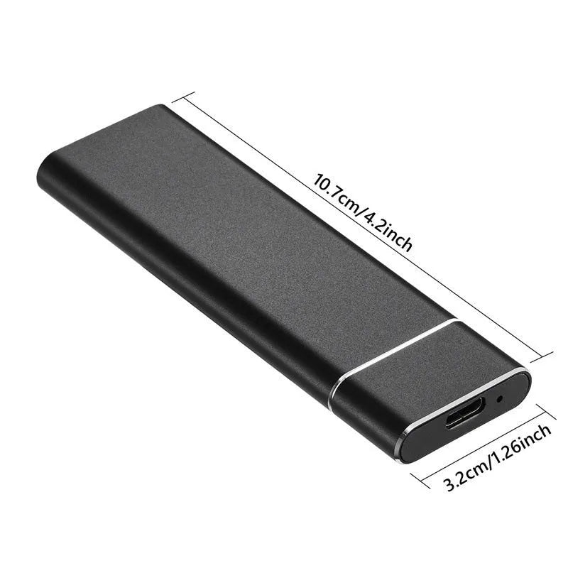 SSD mobile hard disk in black, blue, orange, red, or silver with ultra-thin metal shell and data cable
