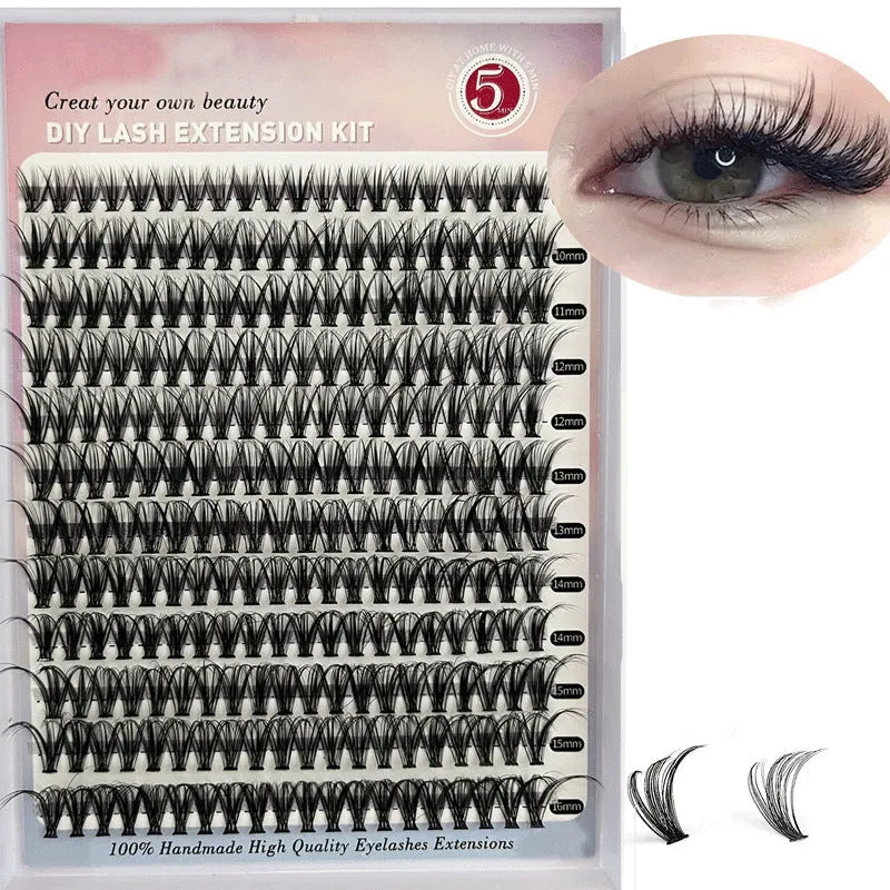 Mixed package of DIY cluster false eyelashes in 30D and 40D densities with tweezers, lengths 9-16mm.