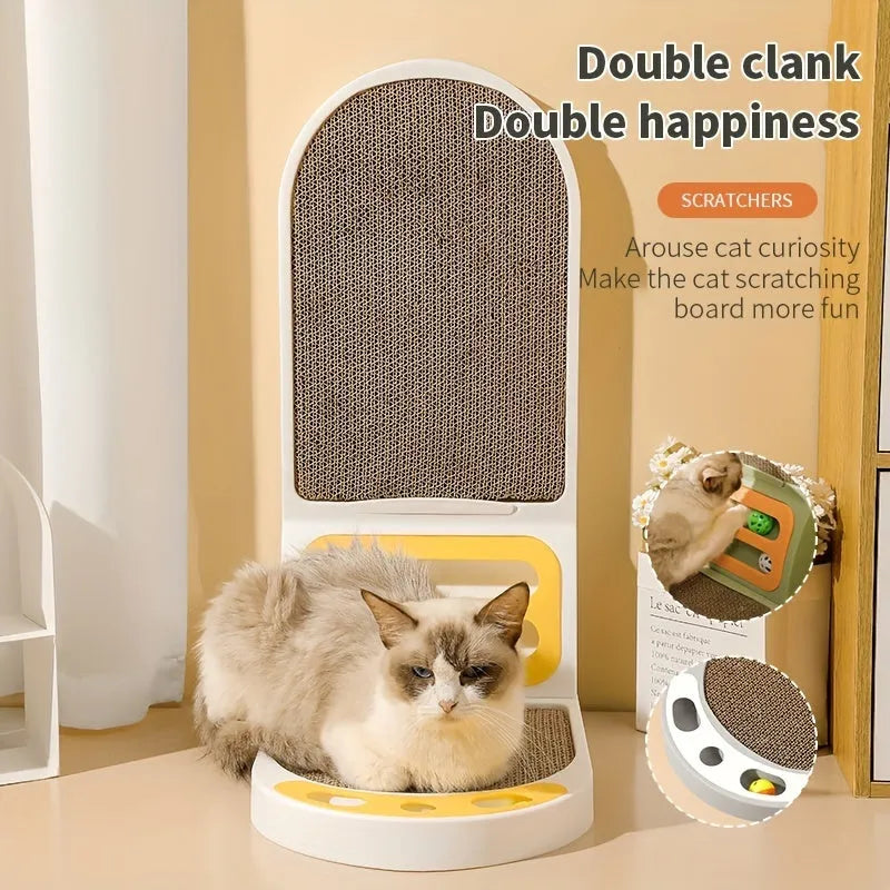 L-Shape Vertical Cat Scratching Board in grey, green, or white, showing thickened scratch-resistant construction.