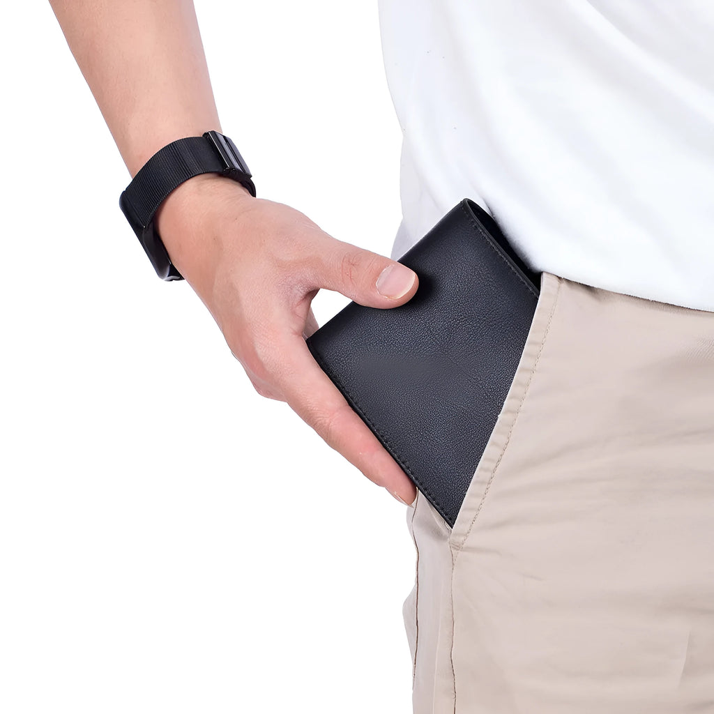 Men's soft cowhide trifold wallet in genuine first layer leather, multi-functional daily design