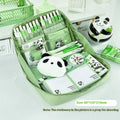 Green 12 layer panda pencil case with Korean style design and canvas construction