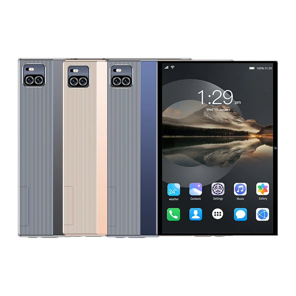 10.1 inch smart tablet in gold, blue, or grey with voice call HD and 9 hour battery