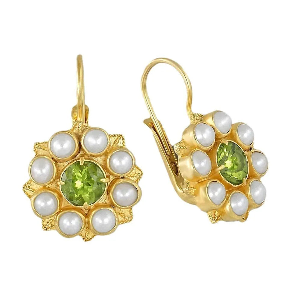 Retro golden flower earrings with electroplated gold finish and floral design for women