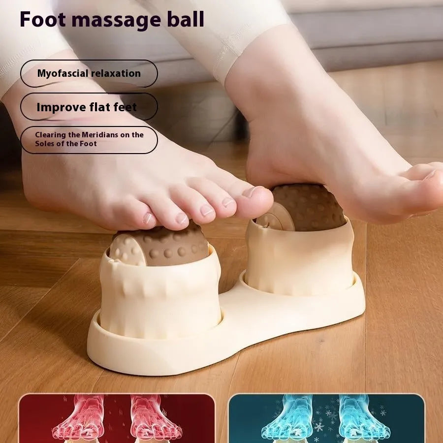 Massage ball with double-ball design for cold and hot compress therapy