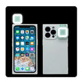 Ring flashing mobile phone case for iPhone 13 with selfie fill light in solid colours.