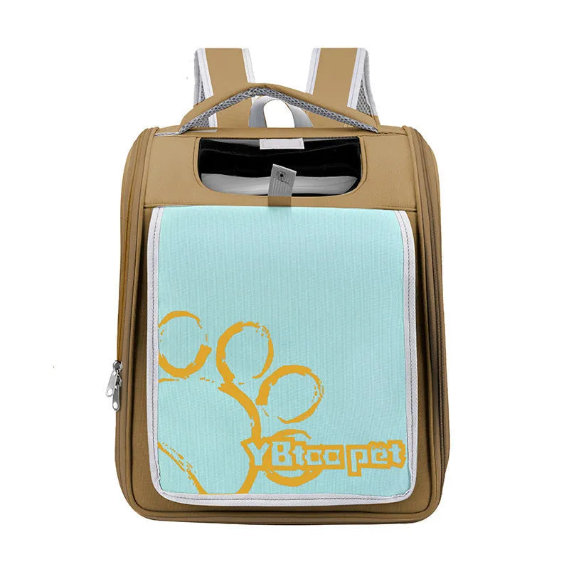 Large capacity pet bag in breathable Oxford cloth with steel wire keel support, 32x28x42cm, contrast colour
