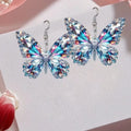 Pair of printed acrylic butterfly earrings with 2D sparkling design, unisex animal zodiac mallard style