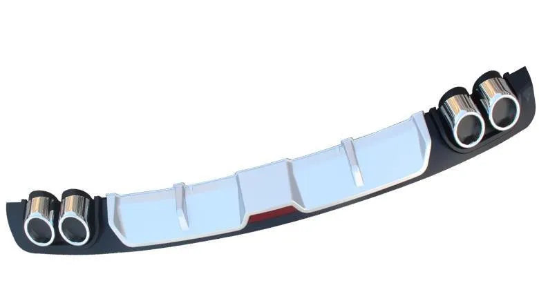 Automotive rear bumper lip spoiler in PP plastic showing all black and silver black colour variations