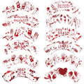 12 red blood-handed Halloween paper cake borders for cupcake and cake decoration