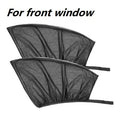 Car side window screen with double mesh installed on SUV window, showing elastic strip fixation
