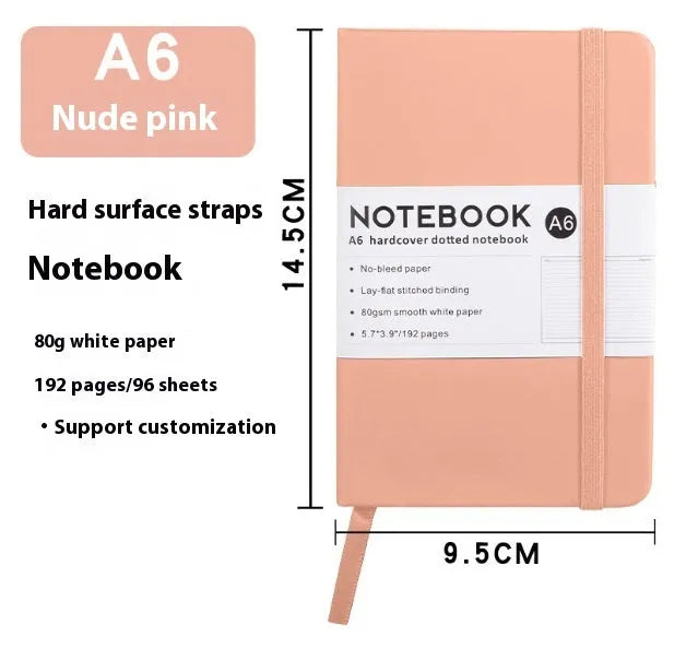 A5 PU leather strap diary with horizontal line pages in various colours including Marble Black and Skin Feeling Cyan