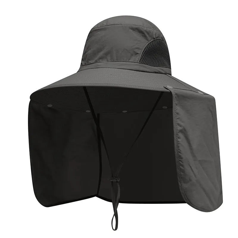 Nylon fisherman hat with neck sun protection in dome crown style, available in multiple colours