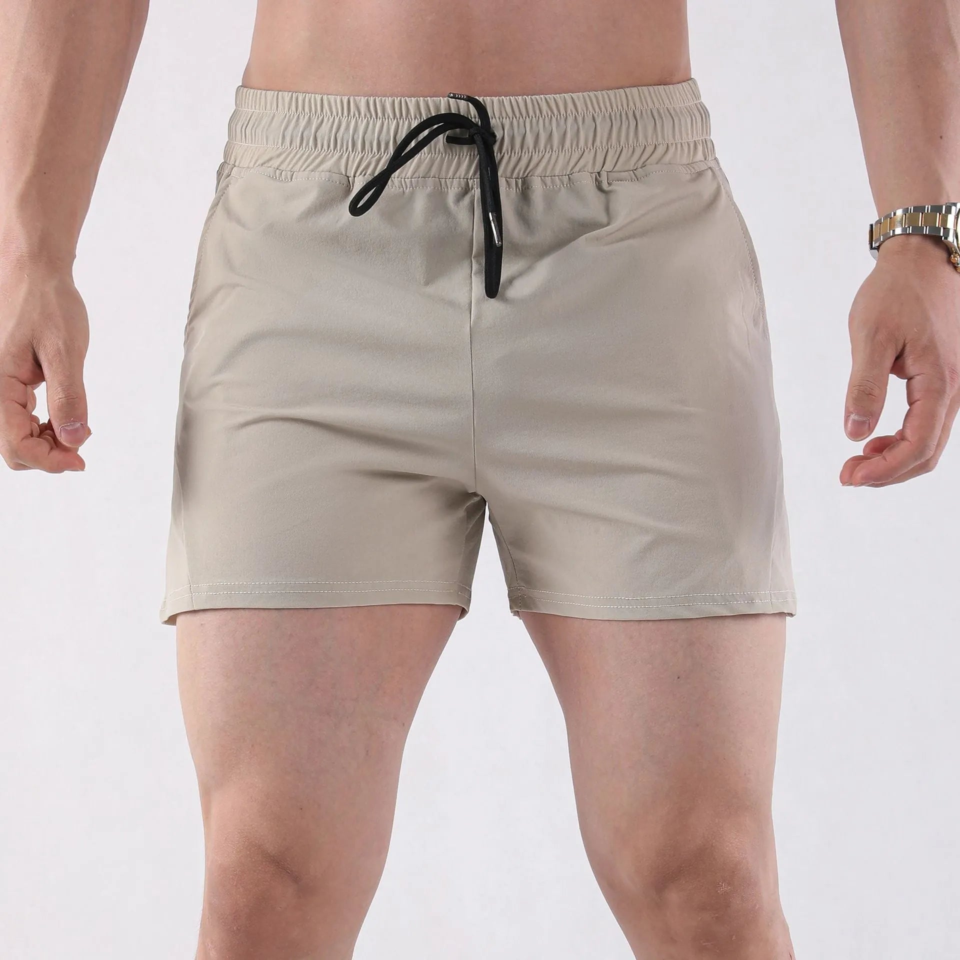 Men's basketball shorts in grey, black, apricot, or green, made from medium-elastic polyester for summer sports