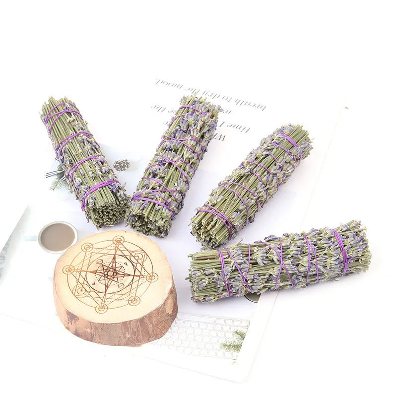 Natural dried flower aromatherapy stick with lavender scent, measuring 4 inches long