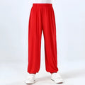 Black children's high-elasticity Lycra practice pants for Sanda martial arts training on a white background.