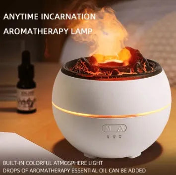 White crack style ultrasonic aromatherapy diffuser and humidifier with mechanical controls and round design