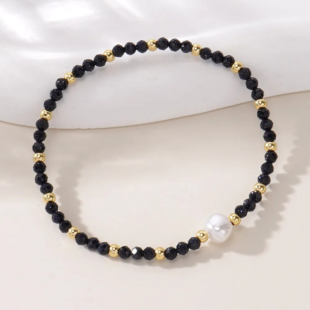 Natural stone geometric bracelet with elliptical beads in various colour options
