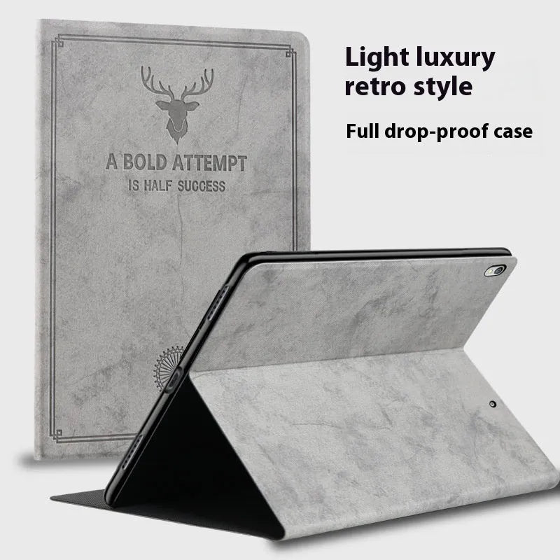 iPad protective case in elk colours with soft TPU leather shell and clamshell design