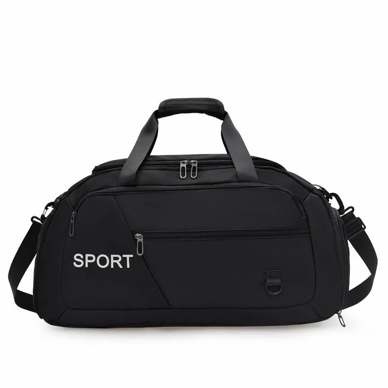 Large capacity nylon gym bag with dry wet separation, lightweight travel duffel for women