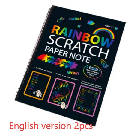 Large children's scratch art paper with colourful puzzle patterns for DIY scraping painting, size 26x19 cm.
