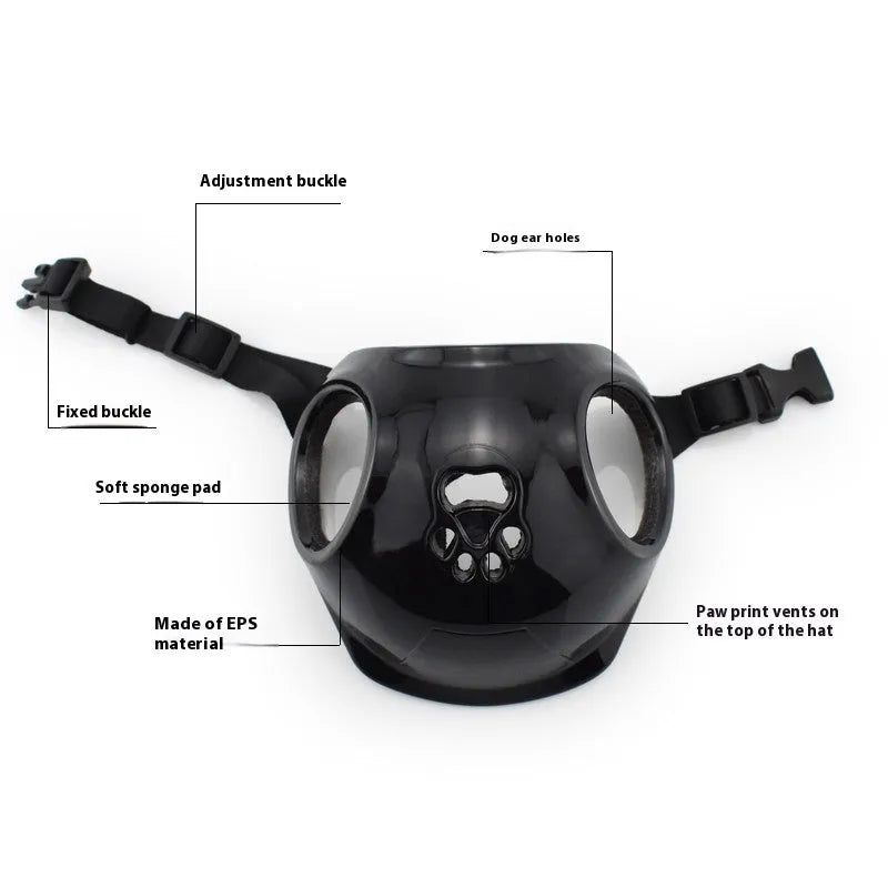 Plastic safety helmet for small to medium sized dogs in black colour