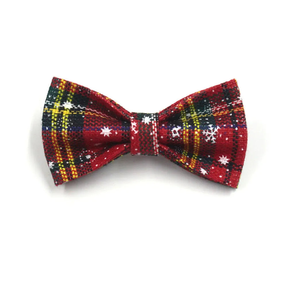 Red Christmas pet collar set with matching traction rope, bow, chest back, and stool bag accessories