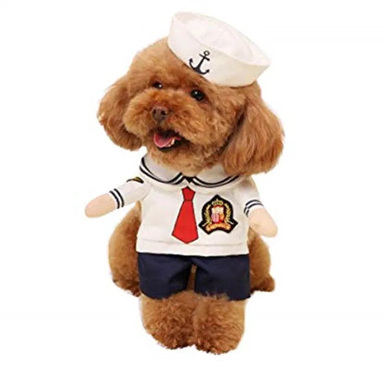 Sailor colour polyester pet costume for cats and dogs, sizes S to XL, role play outfit