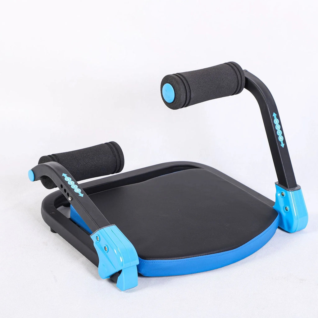 Household mini multifunctional abdominal device in sky blue and red colours for core exercises