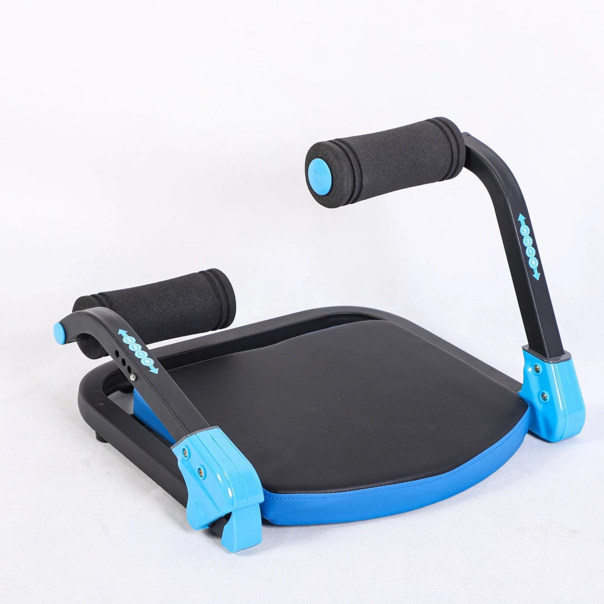 Household mini multifunctional abdominal device in sky blue and red colours for core exercises