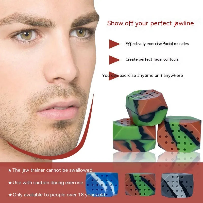 Camouflage facial muscle fitness ball with two silicone balls in transparent box for jaw training