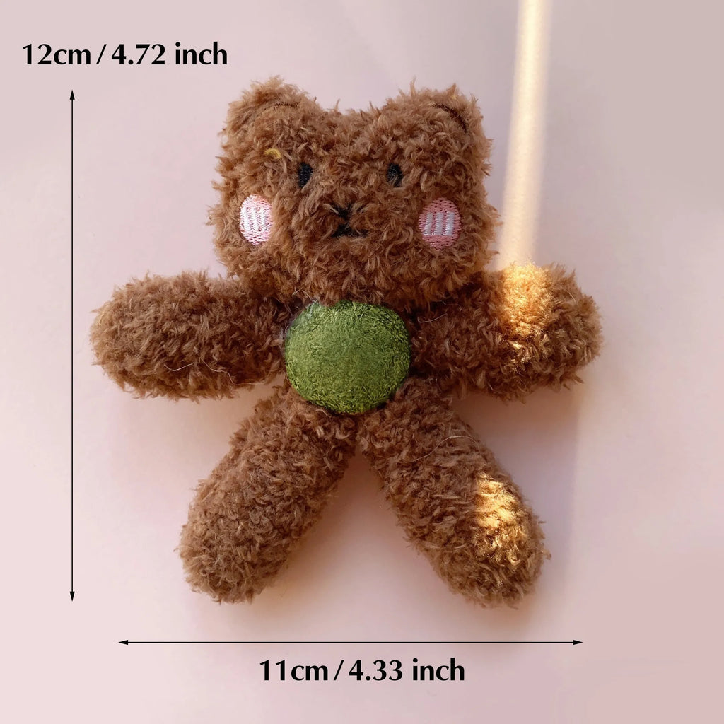 Indoor catnip ball toy measuring 12.5 cm in diameter, available in animal shapes including brown bear, bunny, frog, panda, and tiger