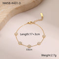 Stainless steel bracelet and necklace set with 18K gold plating and geometric fritillary pattern design
