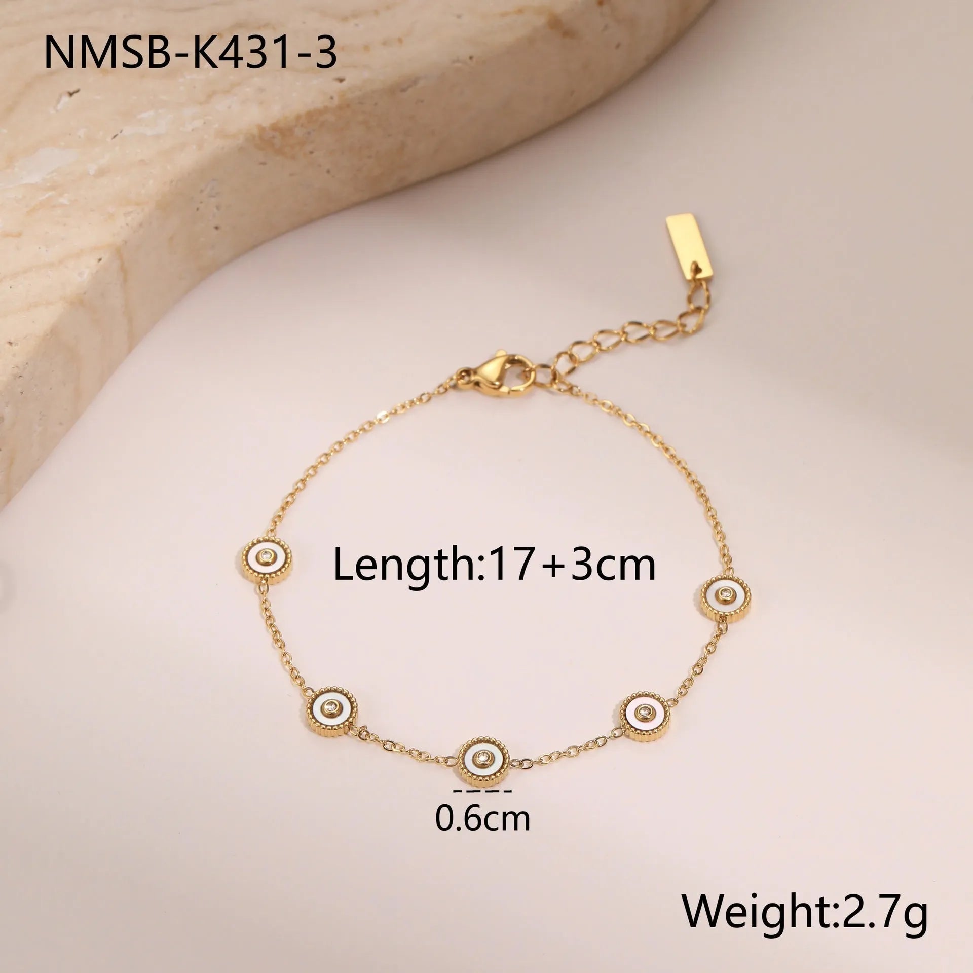 Stainless steel bracelet and necklace set with 18K gold plating and geometric fritillary pattern design