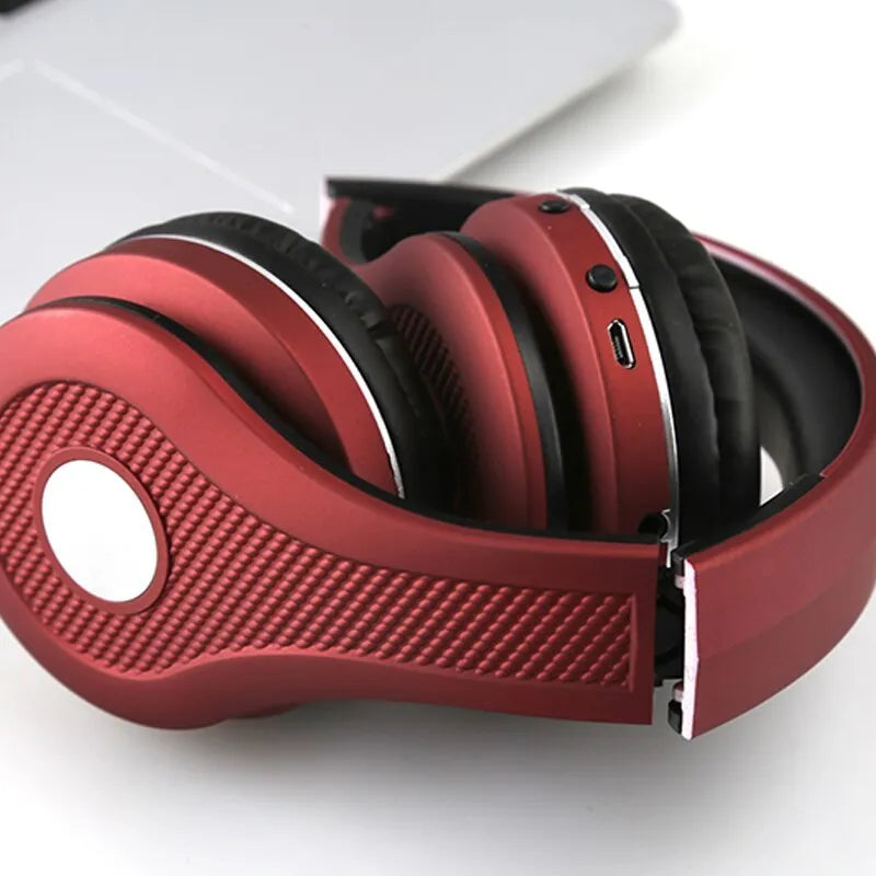 Metallic Bluetooth headset in black, red, blue, or gold colours with V5.0 technology