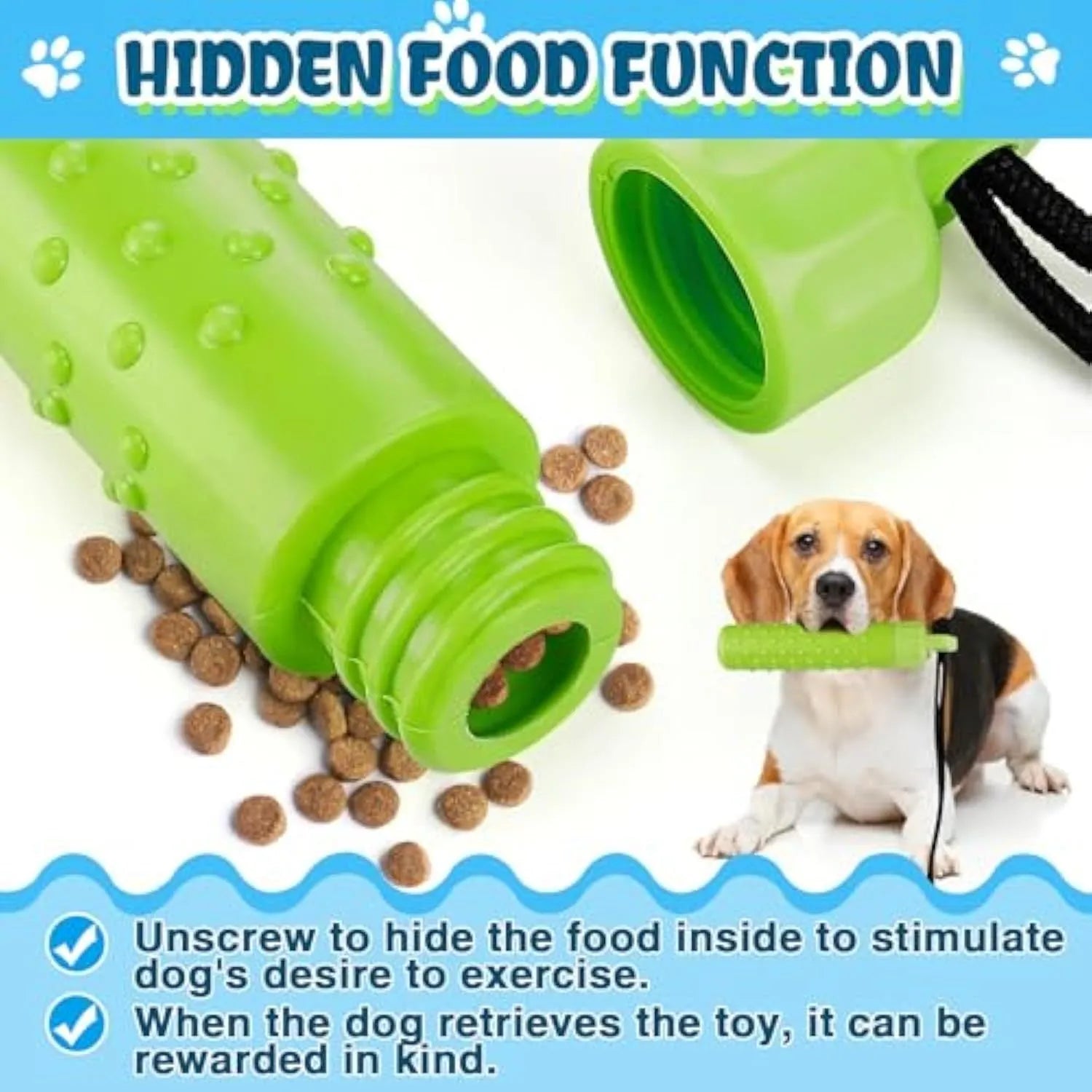 Two red and green TPR floating dog toys with rope handles for water fetching