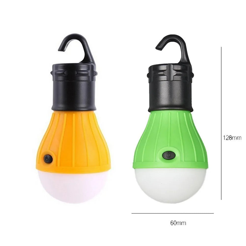 Portable hanging hook LED camping light showing compact 11cm design with three lighting modes