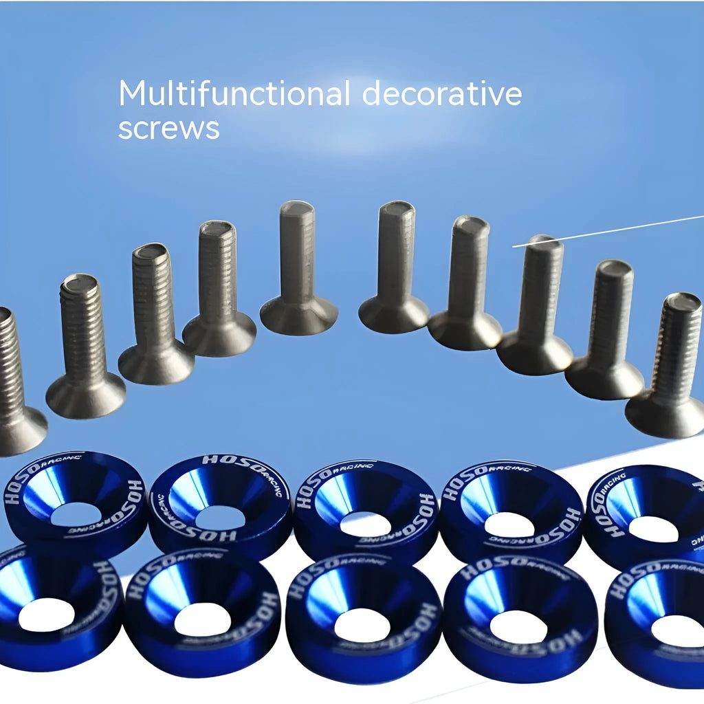 Car modification gasket screw and washer kit with 10 pieces in multiple colour options