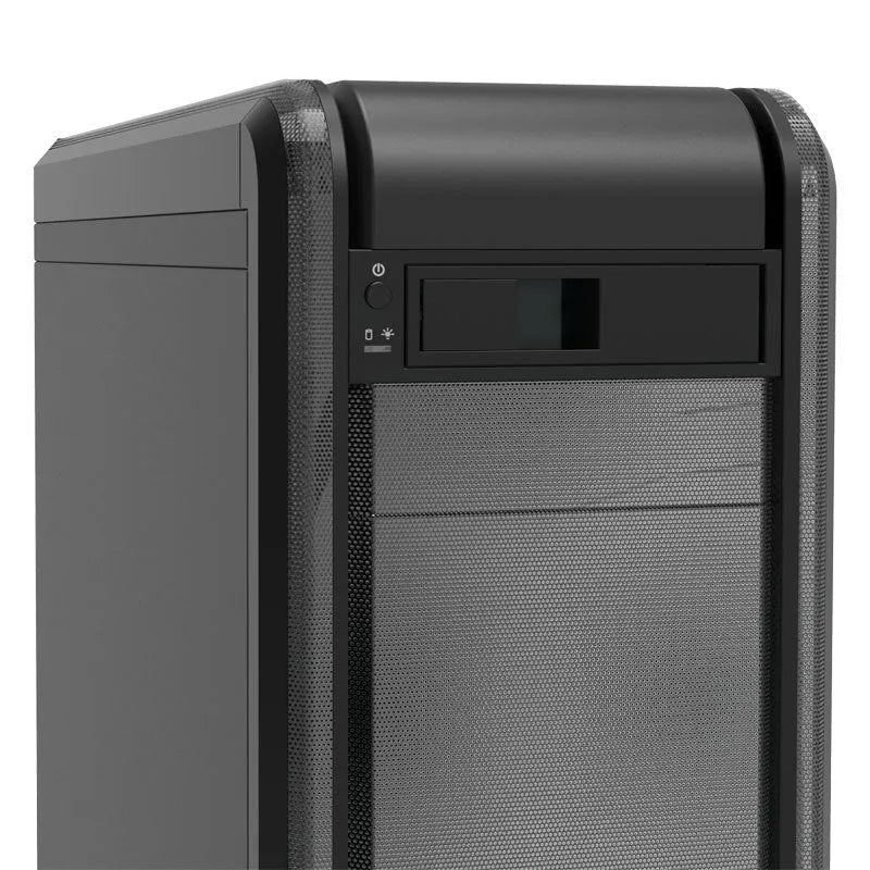 Black plastic and iron hard disk tray for desktop CD-ROM bay, 183x146x42mm