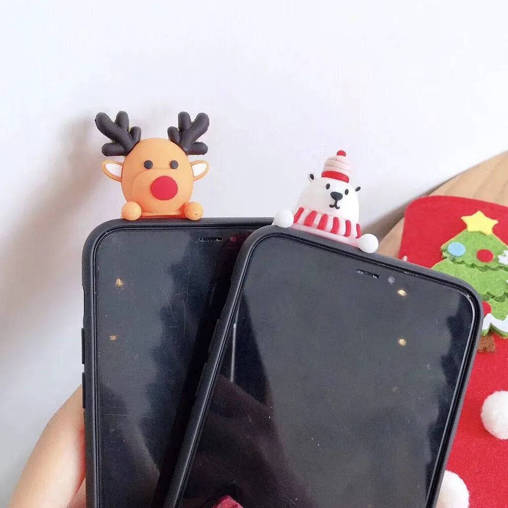 Christmas phone case with festive back cover design for iPhone, made from flexible silicone material
