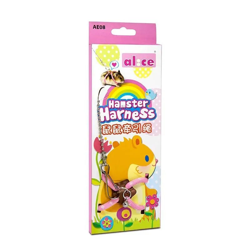 Hamster hand holding rope anti-bite in light blue or pink with one traction rope included
