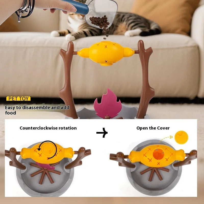 30x30x29cm tumbling cat feeder with ABS and TPR construction dispensing freeze-dried treats